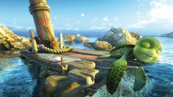 Обои черепаха, 3D, вода, океан, шевели ластами, мультфильм, море