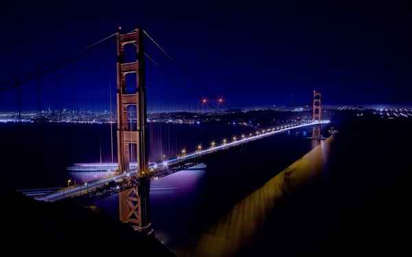 Обои мост, California, San Francisco, Сан-Франциско, город, мост Золотые Ворота, вечер, Golden Gate Bridge