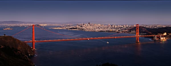 Обои dusk, San Francisco, bay, aerial, vintage, Golden Gate Bridge, USA