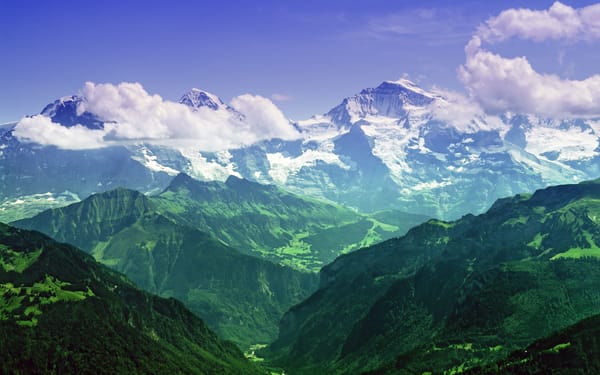 Обои Bernese Alps, горы, пейзаж, Switzerland, долина, природа, альпы