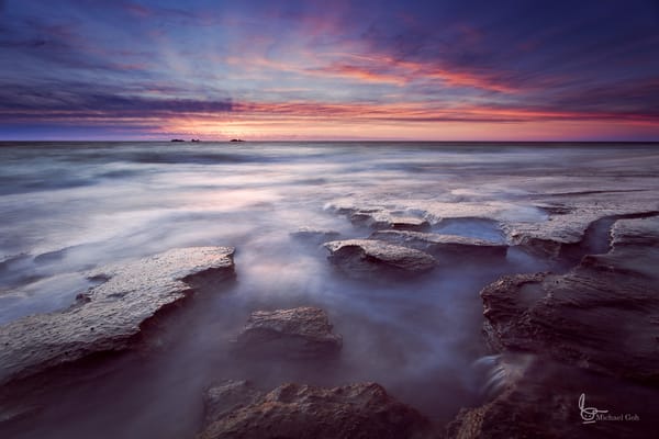 Обои Западная Австралия, закат, Индийский океан, вечер, Burns Beach, камни, небо, облака