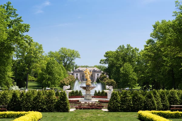 Обои США, дизайн, архитектура, зелень, кусты, Nemours Mansion and Gardens, фонтан, красота, парк, деревья, особняк