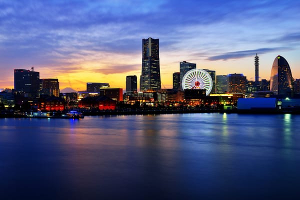 Обои 横浜市, Иокогама, портовый город, закат, огни, Йокогама, Япония, Hidehiko Sakashita Photography, зима