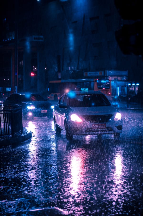 Обои такси, автомобиль, дождь