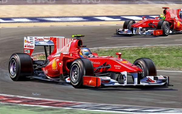 Обои Рисунок, f10, гоночный автомобиль, ferrari, michal reinis, болид