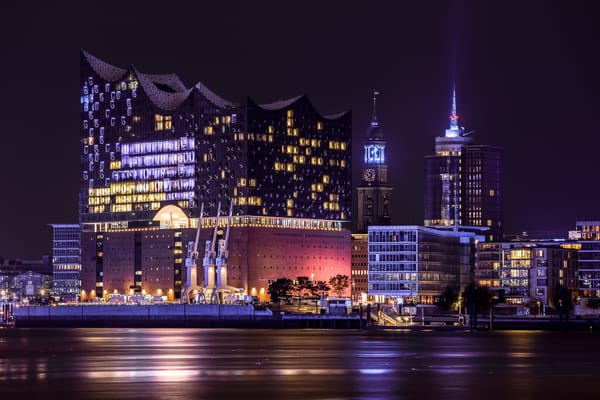 Обои ночь, elbphilharmonie, hamburg