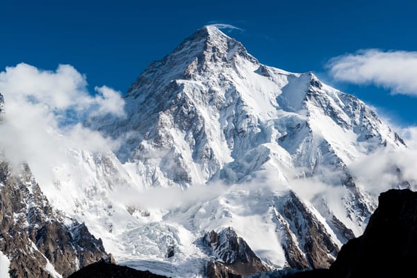 Обои снег, вершина, k2, гималаи, гора, склоны, группа каракорум, монте-годвин-остен