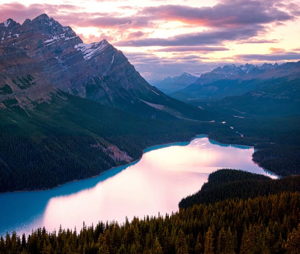 Обои canada, dusk, banff national park, peyto lake