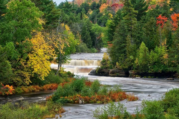 Обои lower tahquamenon falls, chippewa county, осень, michigan