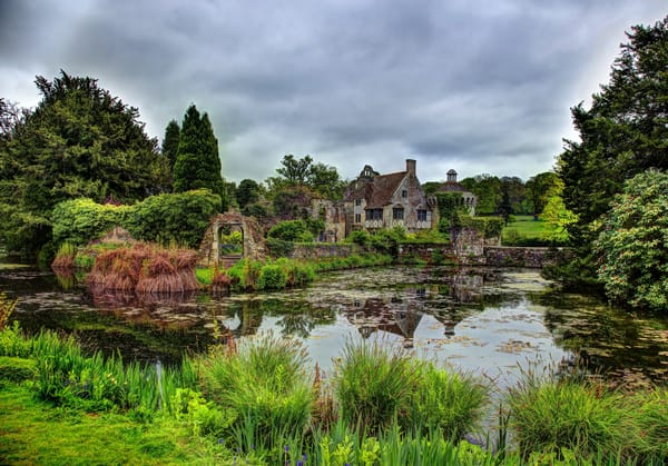 Обои Великобритания, река, Scotney Castle, пейзаж, сад, парк, Замок Скотни, Кент, деревья