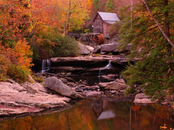 Обои Glade Creek Grist Mill, мельница, West Virginia, осень