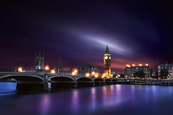 Обои Big Ben, фонари, ночь, Westminster, London City, город, иллюминация