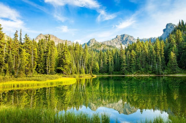 Обои Lower Crystal Lake, горы, озеро, Washington