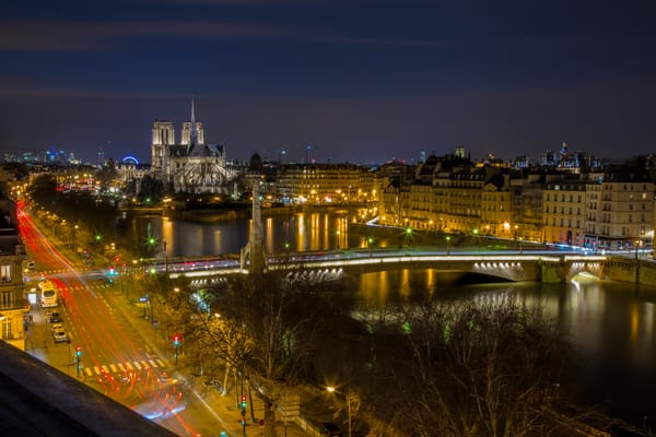 Обои Париж, иллюминация, Франция, Paris, город, ночь, Notre dame, ночные города