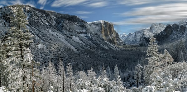 Обои Yosemite National Park, Национальный парк Йосемити, пейзаж, California, деревья, зима, Калифорния, горы