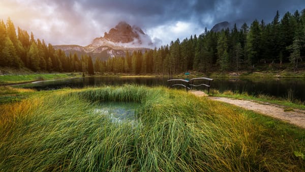 Обои Lake Antorno, озеро Анторно, горы, деревья, лес, пейзаж, Итальянские, Доломитовые Альпы