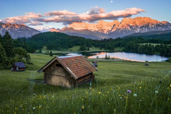 Обои Озеро Герольдзее, горы, сельская местность, Партенкирхен, Geroldsee, озеро, Германия, Bavaria, Гармиш, Бавария, Южный Тироль, Альпы