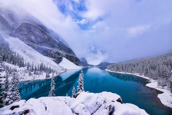 Обои Moraine Lake, деревья, Canada, зима, Banff National Park, Alberta, пейзаж, горы
