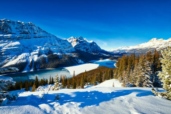 Обои Peyto Lake, пейзаж, Alberta, Canada, горы, зима, Banff National Park