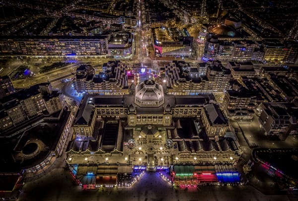 Обои Курхаус, Схевенинген, ночь, город, ночные города, Нидерланды