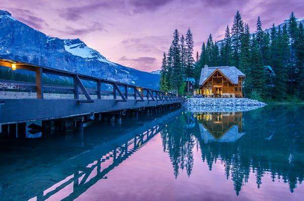 Обои Emerald Lake, Canada, Изумрудное озеро, Yoho National Park, Канада, Национальный парк Йохо, пейзаж, сумерки