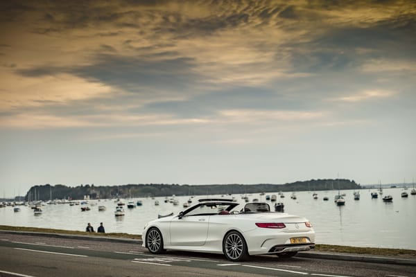 Обои Mercedes-Benz, auto, автомобиль, white, Cabriolet, мерседес, sky, AMG line, S 500