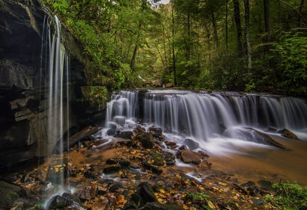 Обои камни, водопад, Северная Каролина, North Carolina, Saluda, каскад, лес, Водопад Пирсона, Pearson's Falls, Салуда