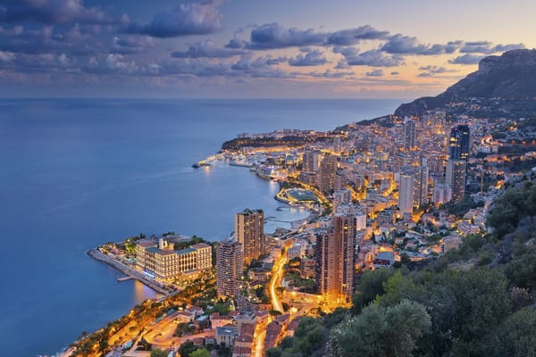 Обои море, Монако, побережье, Лигурийское море, Ligurian Sea, Monte Carlo, ночной город, French Riviera, панорама, Лазурный Берег, Monaco, Монте-Карло