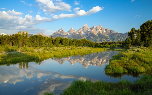 Обои Grand Teton National Park, озеро, Wyoming, горы, отражение, Вайоминг, Гранд-Титон