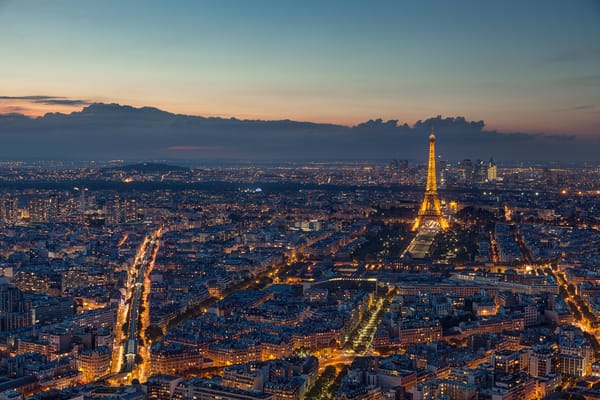 Обои Paris, панорамма, Эйфелева башня, La tour Eiffel, Франция, France, Париж, вечер, Seine, Eiffel Tower