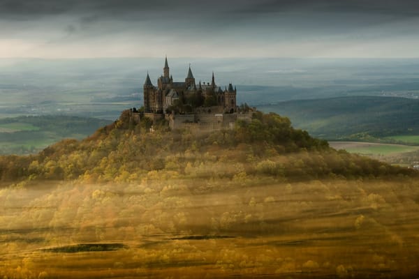 Обои туман, пейзаж, Castle Hohenzollern