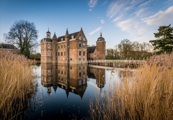 Обои замок, Castle Ruurlo, Нидерланды, отражение, Голландия