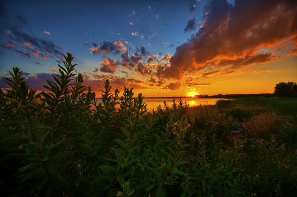 Обои Lake St Clair, озеро Сент-Клэр, Michigan, Мичиган, закат, облака