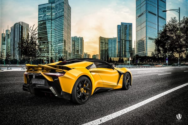 Обои Авто, Supercar, SuperSport, Спорткар, Город, Рендеринг, Concept Art, Fenyr SuperSport, WMotors, Benoit Fraylon, Желтый, Transport & Vehicles, by Benoit Fraylon