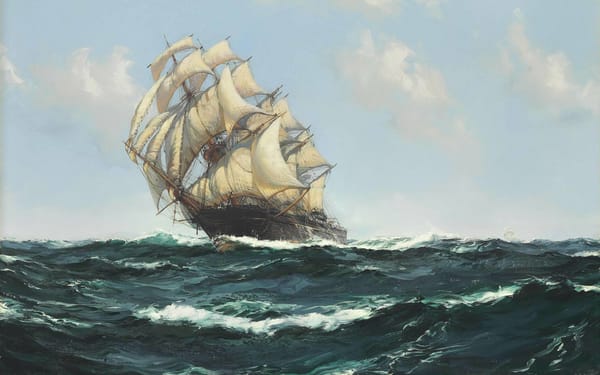 Обои Монтегю Доусон, British painter, Montague Dawson, Быстро летящая " Славная Молния ", Bowling Along - " Glorious Lightning ", британский художник
