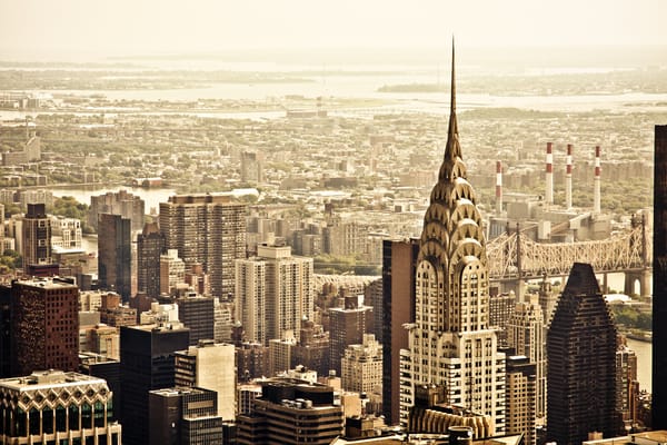Обои New York, New York City, Манхэттен, Queensboro Bridge, Нью-Йорк, Крайслер-билдинг, город, Manhattan, USA, NYC, мост Куинсборо, Chrysler Building, США