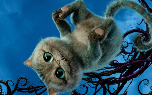 Обои Alice Through the Looking Glass, глаза, Чеширский, Кот, хвост, Adventure, Алиса