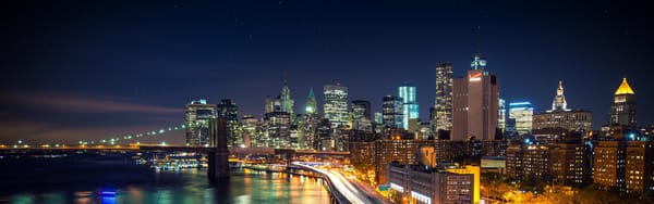 Обои Манхэттен ночью, Нью-Йорк, США