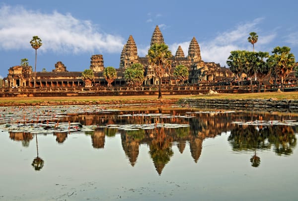 Обои страна, водоём, пальмы, Cambodia