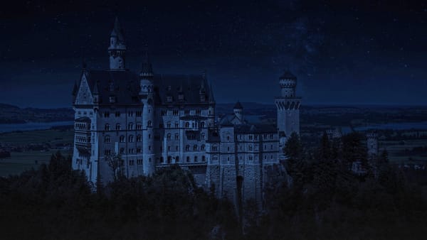 Обои neuschwanstein, горы, Германия, ночь, замок