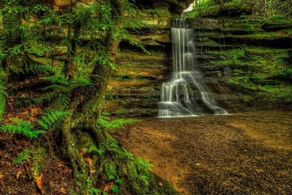 Обои Природа, Hocking Hills State Park, водопад, природа, речка, Ohio, деревья, Old Mans Cave, скалы
