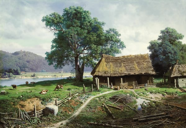 Обои картина, усадьба, крестьянская, клодт