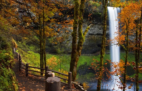 Обои скала, silver falls, водопад, сша