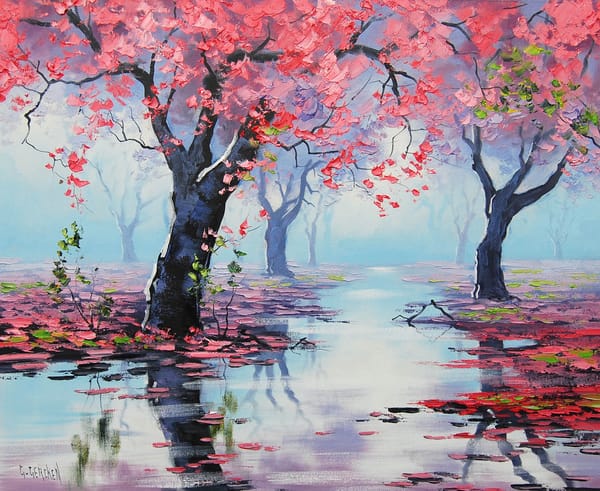 Обои Арт, рисунок, spring bossom reflections, artsaus