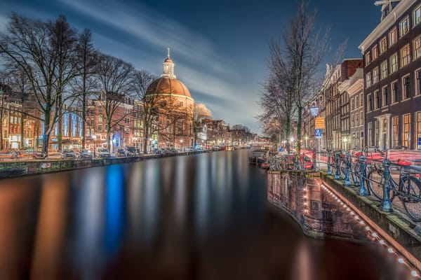 Обои ночь, обработка, Amsterdam, north holland